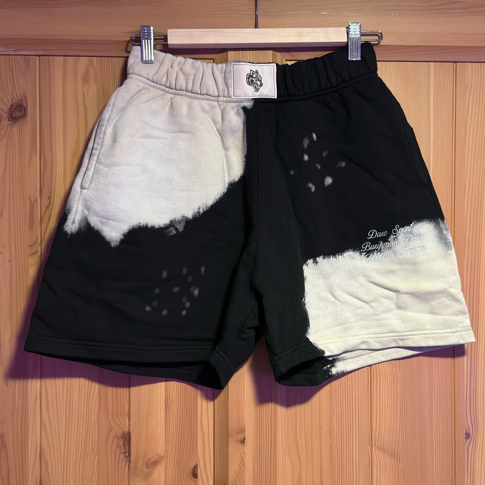 Darc Sport Bury Us Patch Liam Black Acid Wash Sweat Shorts SMALL